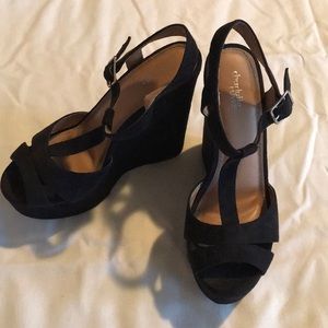 Charlotte Russe black suede wedges size 7